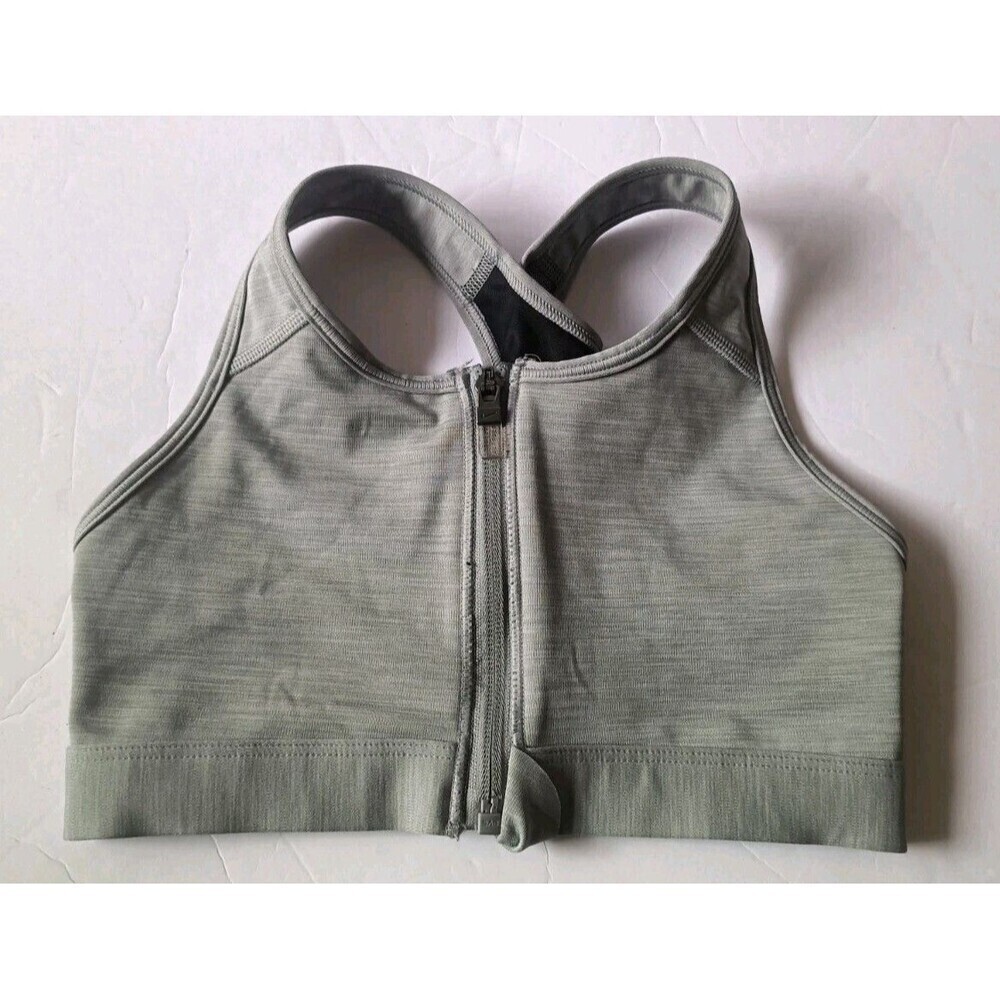 Nike Sports Bra Size XS Gray Dri-Fit Medium Support  Front Zip Yoga Sporty - Picture 2 of 6